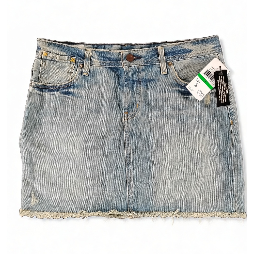 Polo Ralph Lauren Y2K Preppy Gigi Denim Skirt Size 8 Cotton Distressed